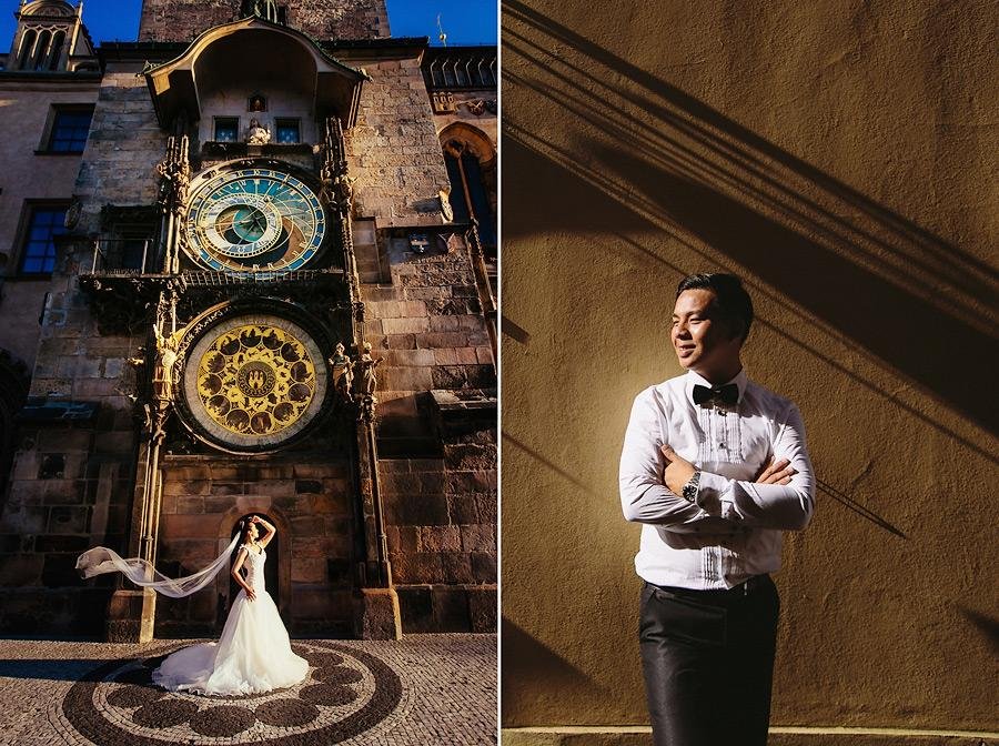 Prague astronomical clock bride